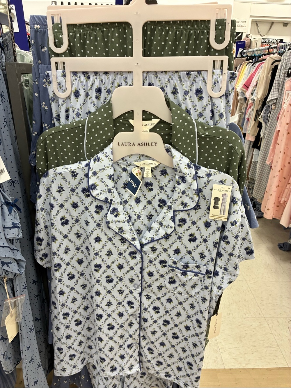 Two Sets! Ashley Light Blue Floral Short Sleeve Shirt PJ set